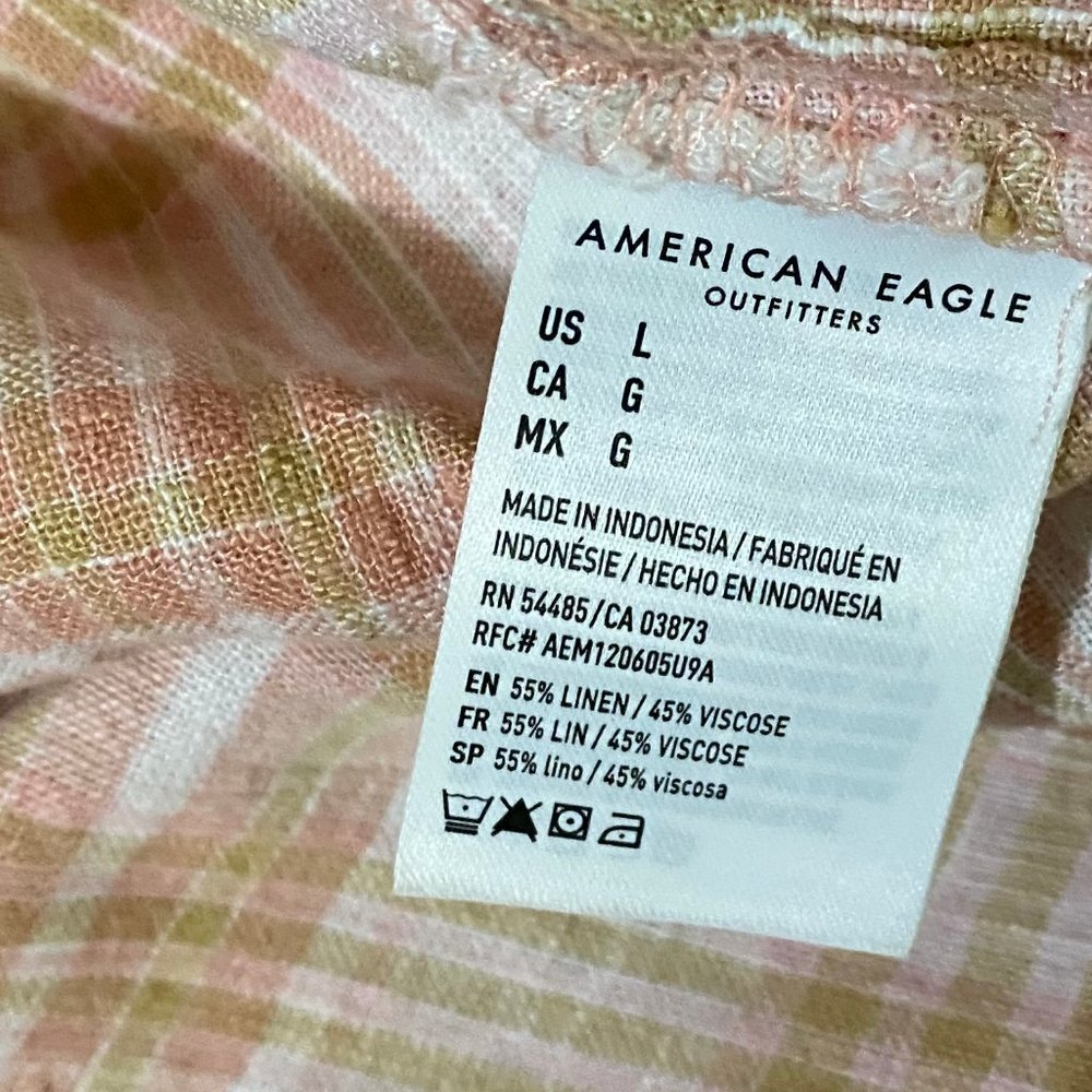 NEW American Eagle Linen Oversized Shirt L - Picture 13 of 14